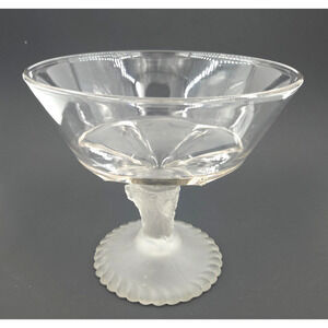 Antique EAPG Gillinder Frosted Lion Head Compote Vase Fruit Bowl Satin
